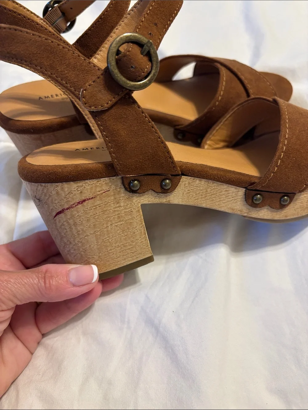 American Eagle Outfitters Brown Suede Platform Wedge Sandals